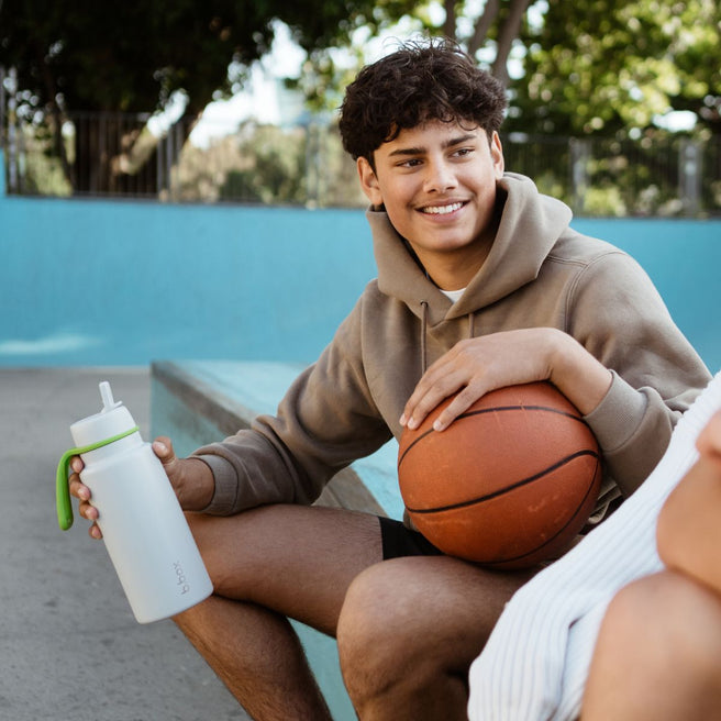 1L Isolierflasche mit Klappdeckel – lime time