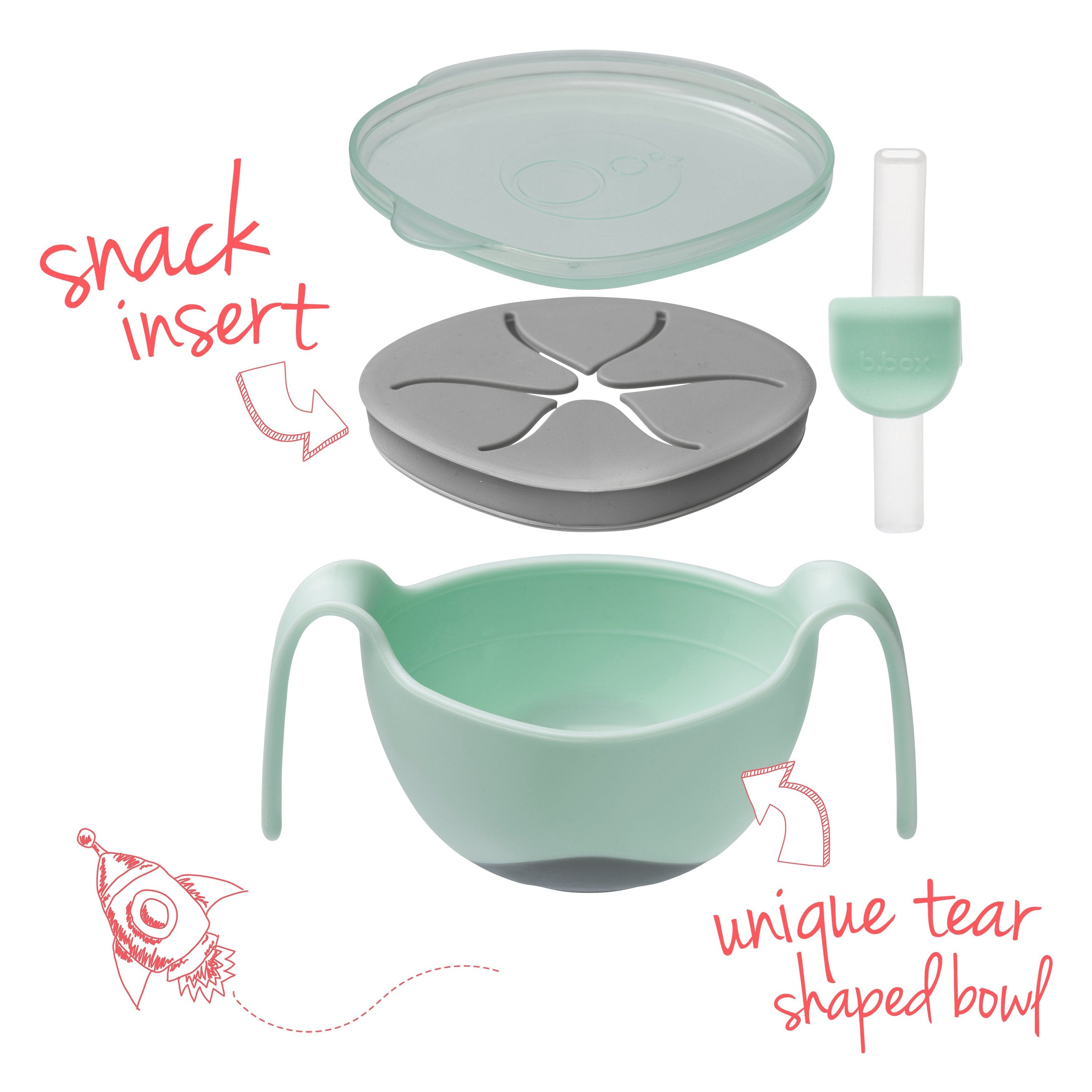 Bowl + straw - pistachio - b.box for kids