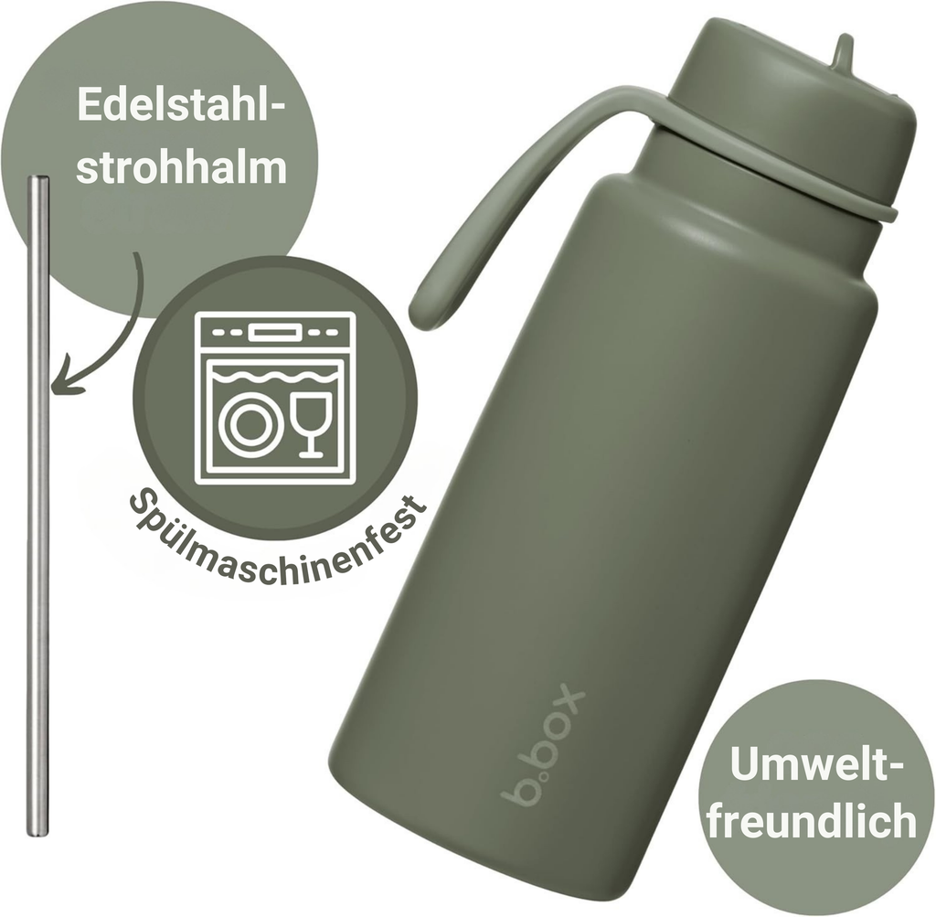 1L Insulated Flip Top Bottle - olive