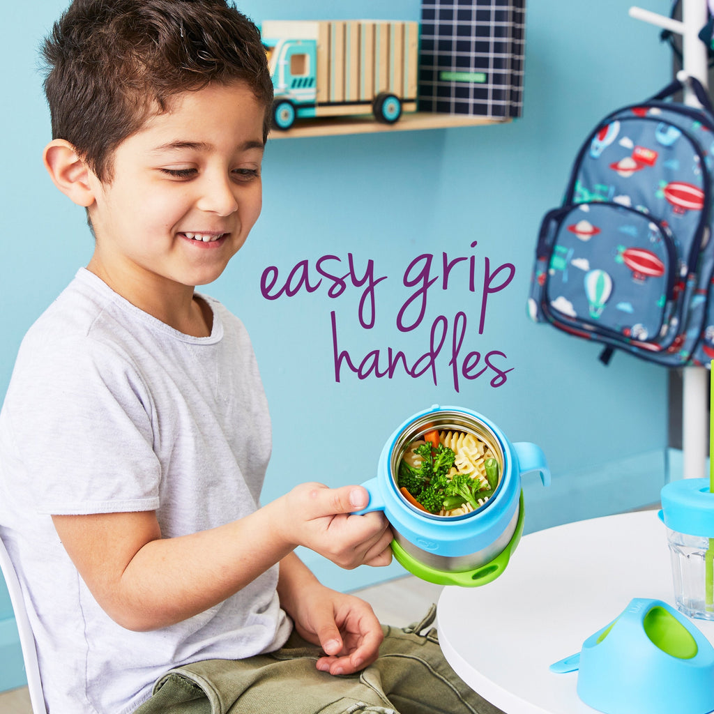 child with insulated food jar - blue slate - b.box for kids