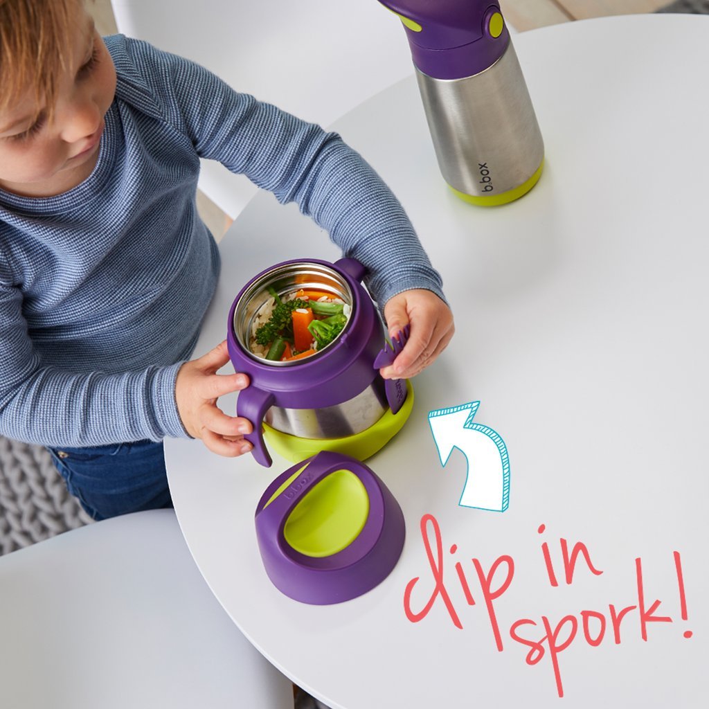 child with insulated food jar - blue slate - b.box for kids