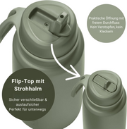 1L Insulated Flip Top Bottle - olive