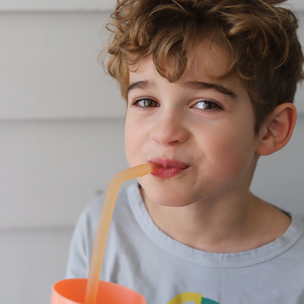 child with Reusable Silicone Straw - Very Berry - b.box for kids
