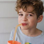 child with Reusable Silicone Straw - Very Berry - b.box for kids