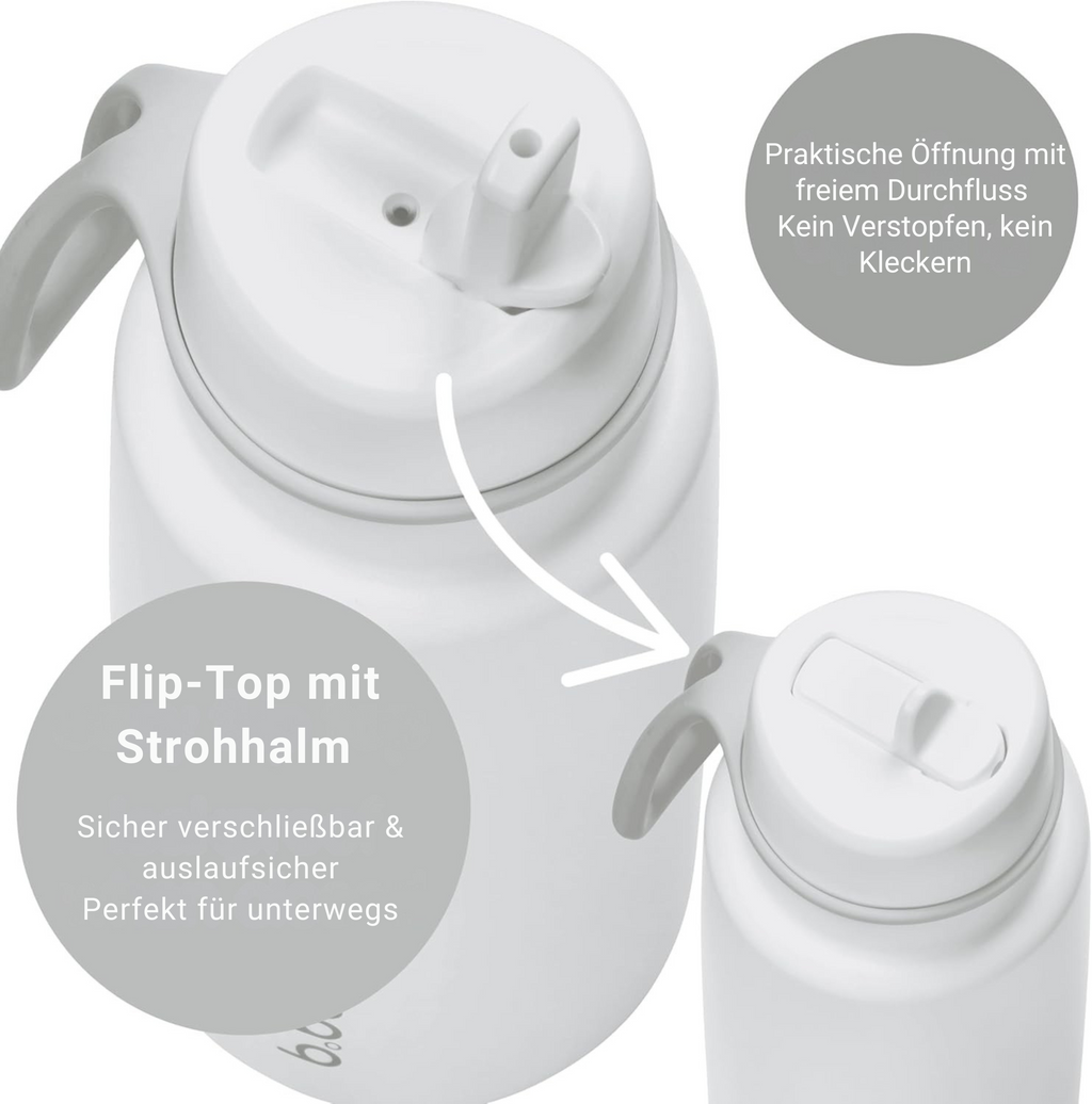 1L Insulated Flip Top Bottle - white out
