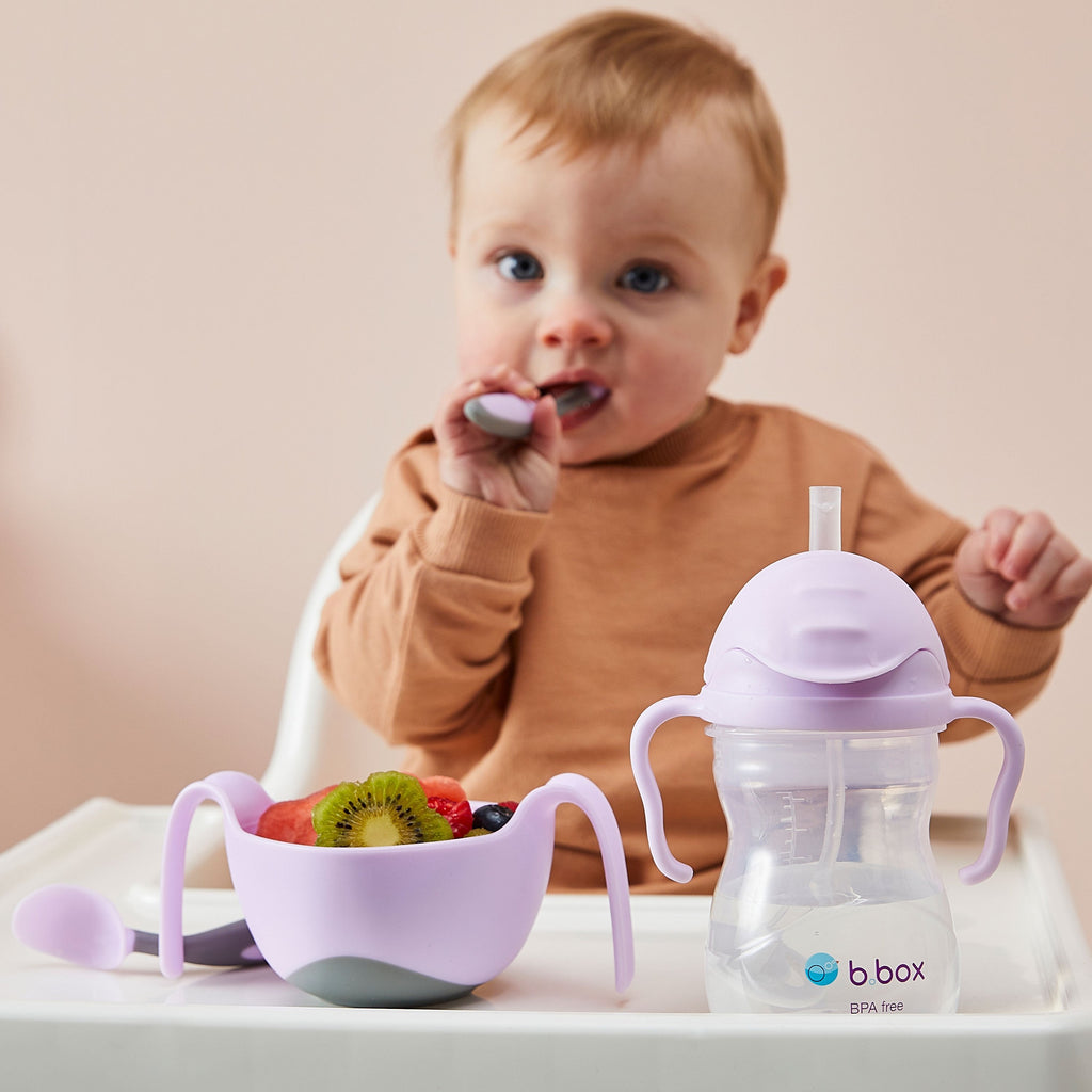 child with gelato sippy cup - boysenberry - b.box for kids